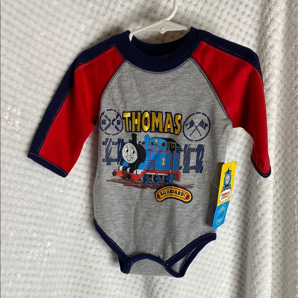 Thomas & Friends Gray and Red Bodysuit with Snap Closure